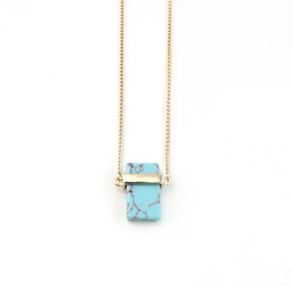 Turquoise Rectangular Chain Necklace